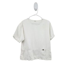 Kleen Women's 100% Linen Boxy Button Pocket Top Lagenlook- XS